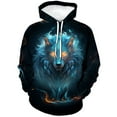 thumbnail image 1 of WHNBCW Funny Wolf Printed Hoodie Animal Graphic Sweatshirt, 1 of 7