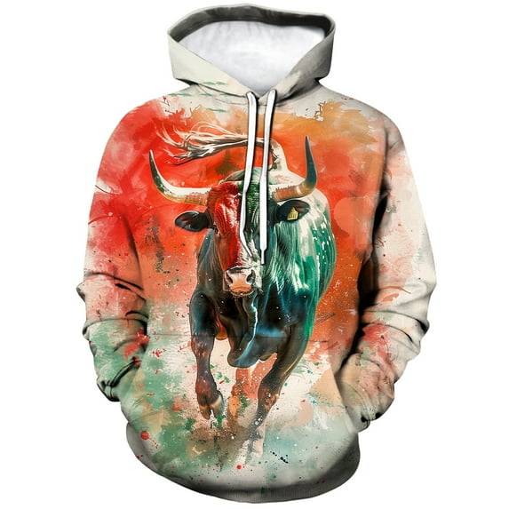 WHNBCW Novelty Bullfighting Hoodie Funny Bull Riding Graphic Sweatshirts