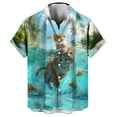 thumbnail image 1 of WHNBCW Novelty Cat Button Down Shirt Funny Kitty Graphic Hawaiian Shirt, 1 of 6