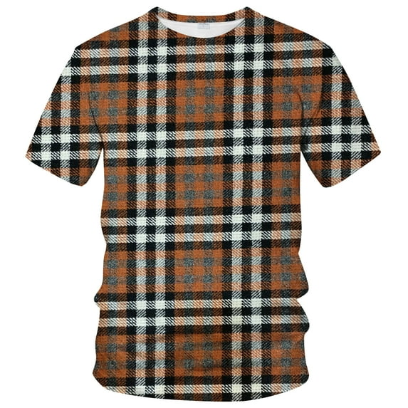 WHNBCW Novelty Men's Plaid T Shirt Funny Rainbow Checkered Graphic Tee Shirt