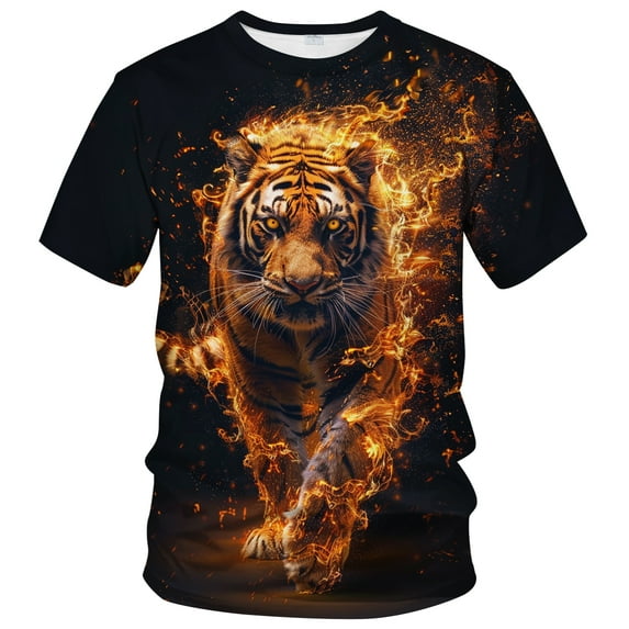 WHNBCW Novelty Men's Tiger T-shirt Funny Animal Graphic Tee Shirt