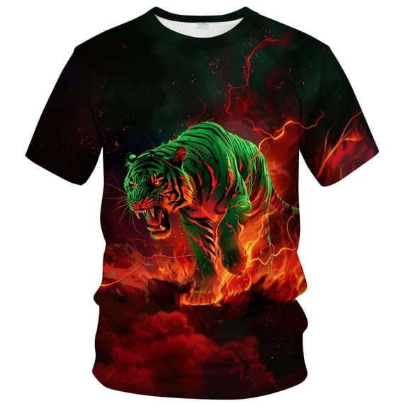 WHNBCW Novelty Men's Tiger T-shirt Funny Animal Graphic Tee Shirt