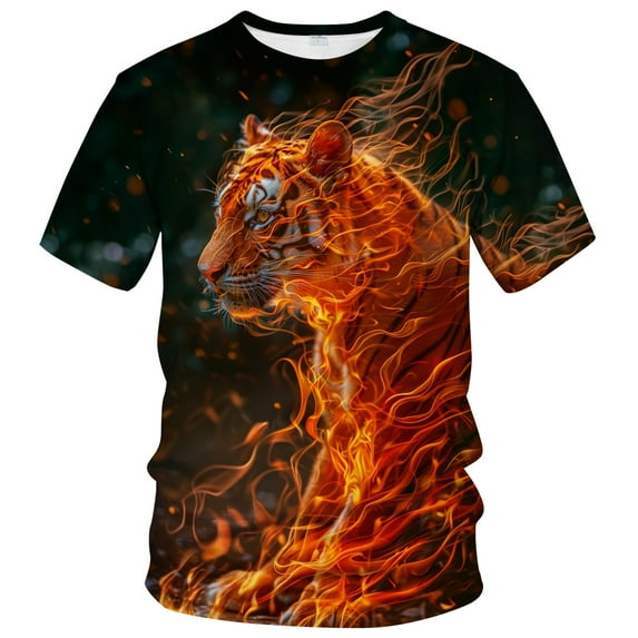 WHNBCW Novelty Men's Tiger T-shirt Funny Animal Graphic Tee Shirt