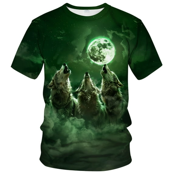 WHNBCW Novelty Men's Wolf T-shirt Funny Animal Graphic Tee Shirt