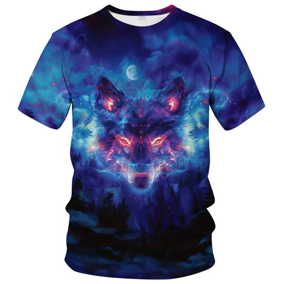 WHNBCW Novelty Men's Wolf T-shirt Funny Animal Graphic Tee Shirt