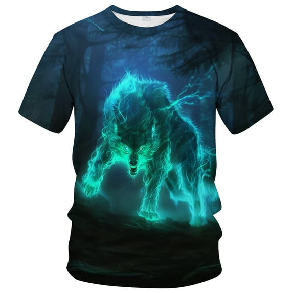 WHNBCW Novelty Men's Wolf T-shirt Funny Animal Graphic Tee Shirt