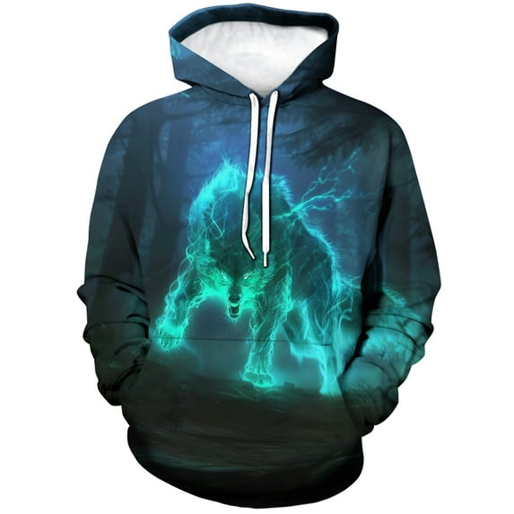 WHNBCW Novelty Wolf Hoodie Funny Animal Graphic Sweatshirts