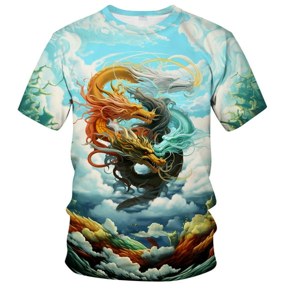 WHNBCW Traditional Chinese Dragon T-Shirt Funny Anime Graphic Tee Shirt