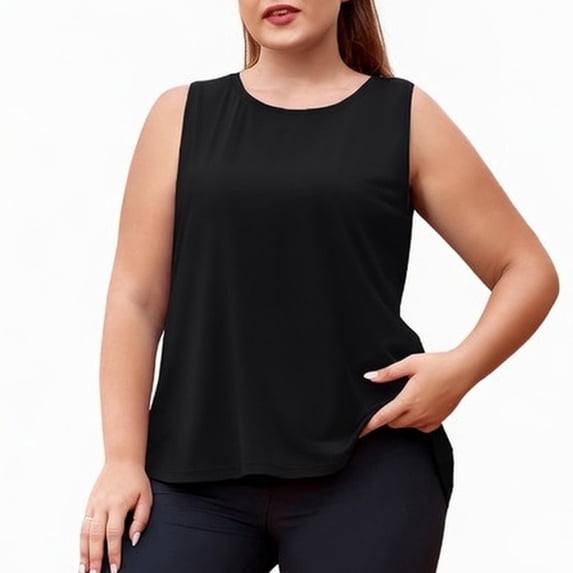 Whoinshop Plus Size Womens Workout Tank Tops Sleeveless Summer Loose Fit Flowy Yoga Athletic Running Shirts