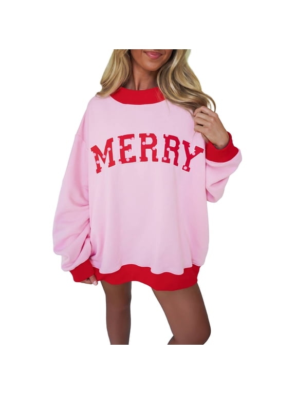 Women Holiday Colorblock Sweatshirt Polka Dot Mock Neck Long Sleeve Oversized Pullover with Contrast Trim Fall Outfits Pink XL