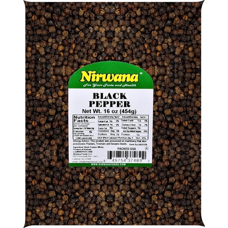 WHOLE BLACK PEPPER 16 OZ POUCH BY NIRWANA
