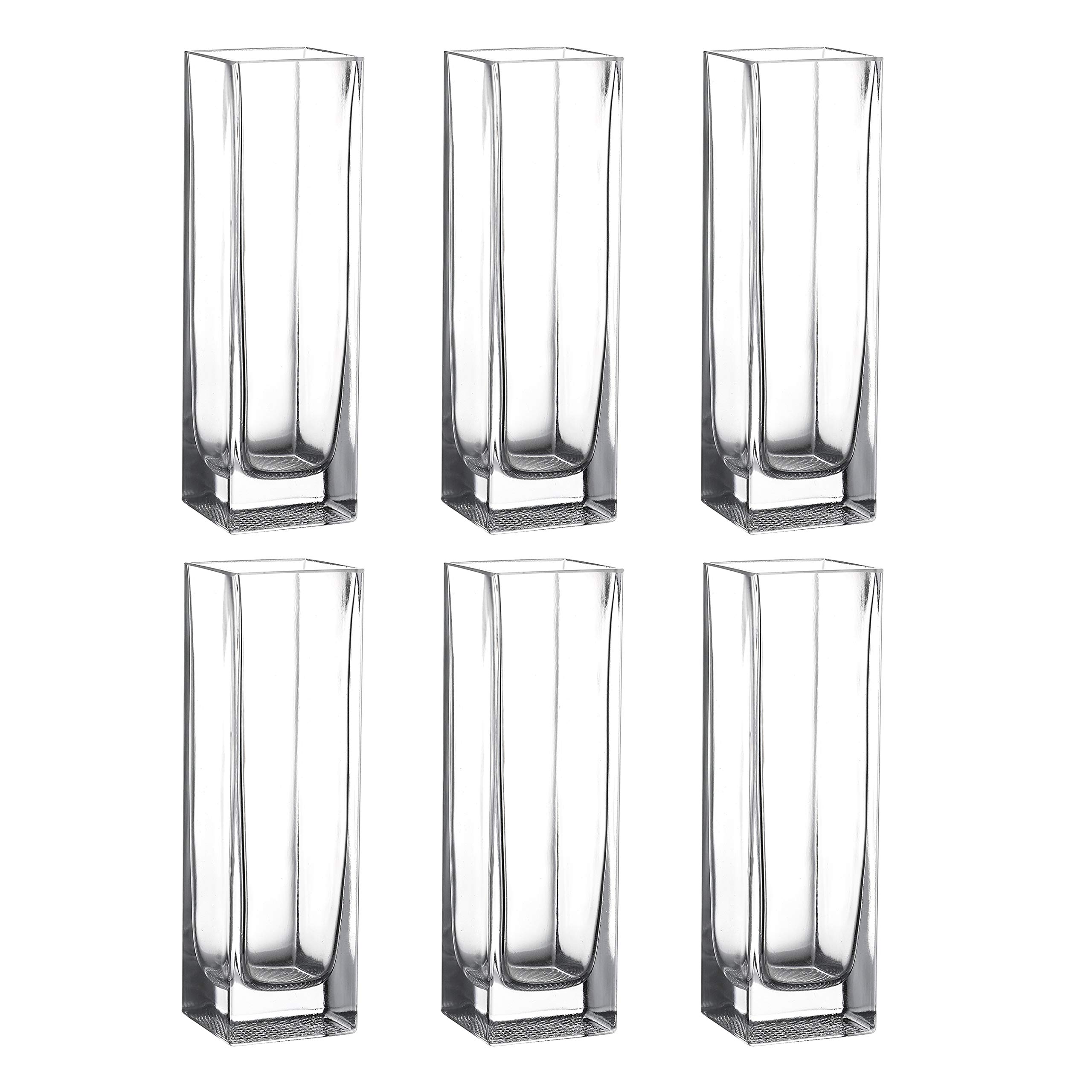 WHOLE HOUSEWARES Clear Glass Square Vase Set of 6 1.5x5inch Size for