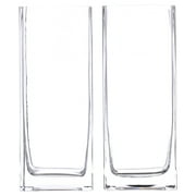 WHOLE HOUSEWARES Clear Glass Square Vase for Centerpieces | 3.15" Diameter x 8" Height | Clear Glass Vases Centerpieces