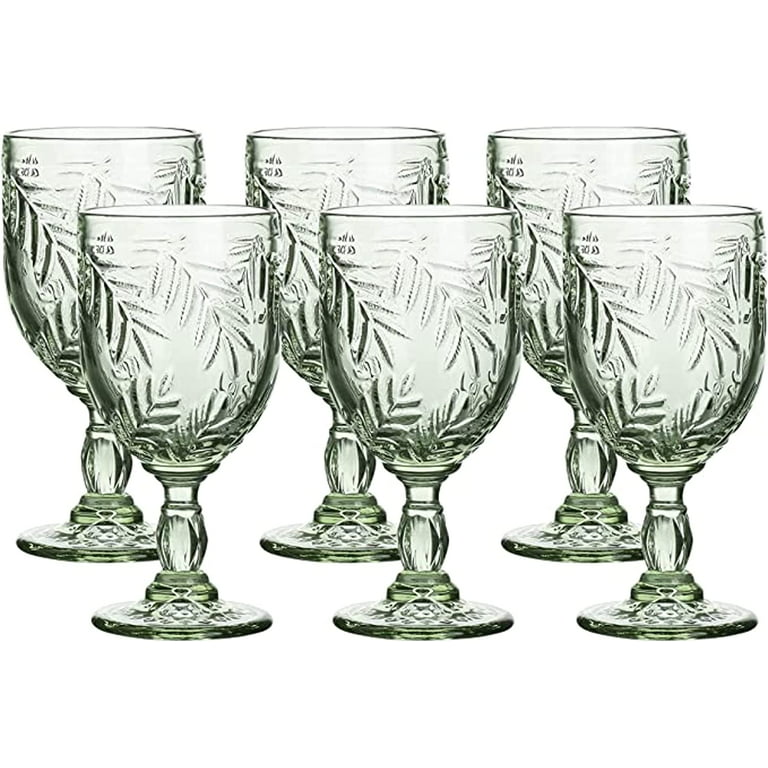Vintage Style Colored Glass Water Goblet Set of 4 Multi Colors