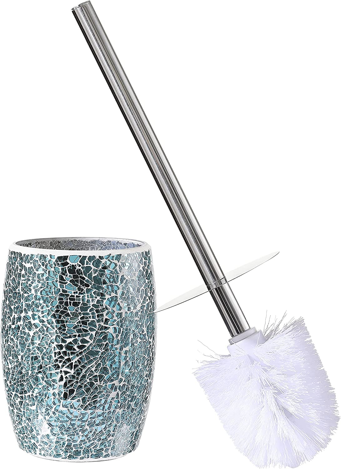 WHOLE HOUSEWARES Navy Blue Bathroom Toilet Brush Set - Bowl Cleaner Brush with Holder for ...