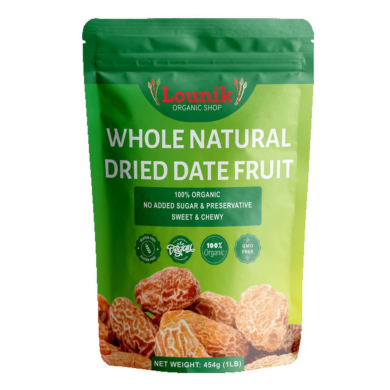 WHOLE NATURAL DRIED DATE FRUIT 100 ORGANIC/ NO ADDED SUGAR & PRESERVATIVE/ SWEET & CHEWY