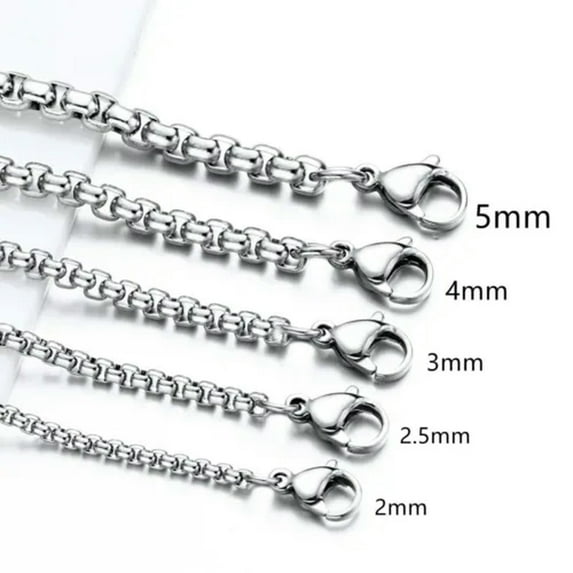 WHOLESALE 2-5mm Woman Man 316L Stainless Steel Square Rolo Box Chain 16-36''