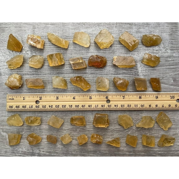WHOLESALE Calcite Honey Rough Natural Stones Small, Raw Calcite Crystals (Honey Calcite, 0.25 Pound)