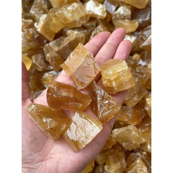 WHOLESALE Calcite Rough Natural Stones, Raw Calcite Crystals (Honey Calcite, 3 Pounds)