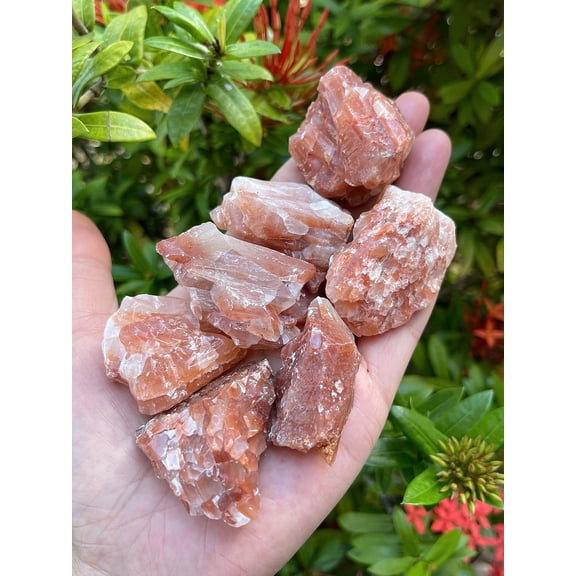 WHOLESALE Calcite Rough Natural Stones, Raw Calcite Crystals (Red Calcite, 0.25 Pound)