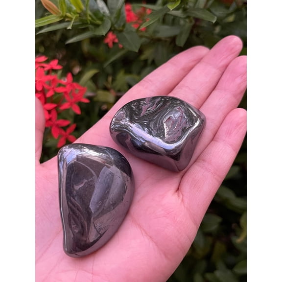 WHOLESALE Hematite Pebble, Large Hematite Tumbled Stone, Natural Polished Hematite Crystals (Hematite, 5 Pounds