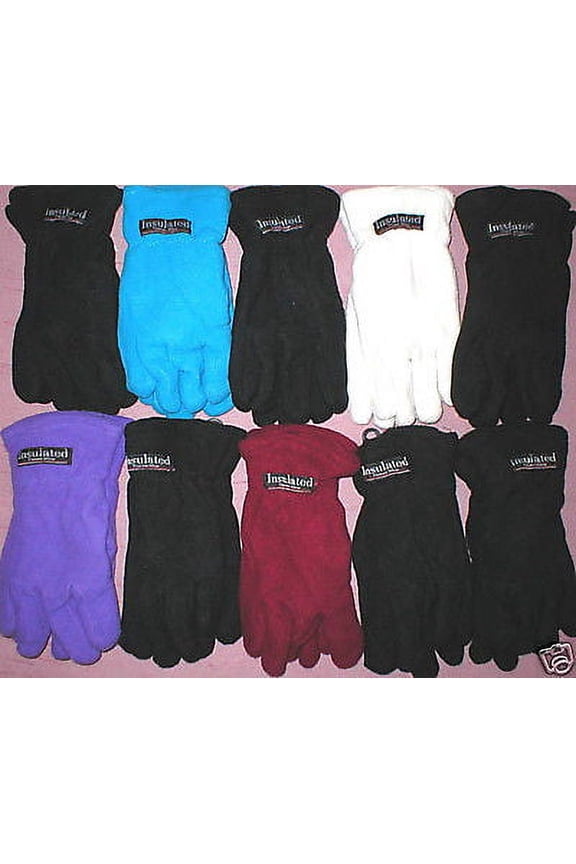 WHOLESALE LOT 24 PAIR WOMENS POLAR FLEECE WINTER GLOVES FOR RESELL CHARITY OR GIFTS