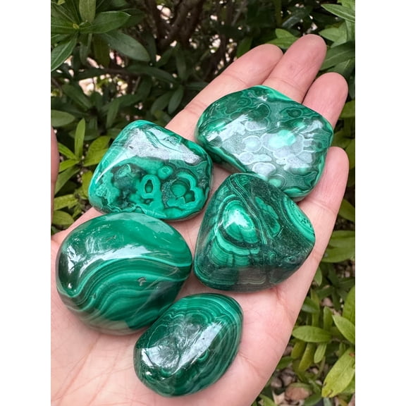 WHOLESALE Malachite Pebble, Large Malachite Tumbled Stone, Natural Polished Malachite Crystals (Malachite, 10 Pounds)