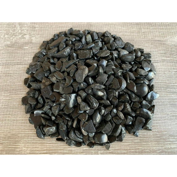 WHOLESALE Natural Black Tourmaline Semi Tumbled Gemstone Chips ( 2 oz / 0.125 lb )