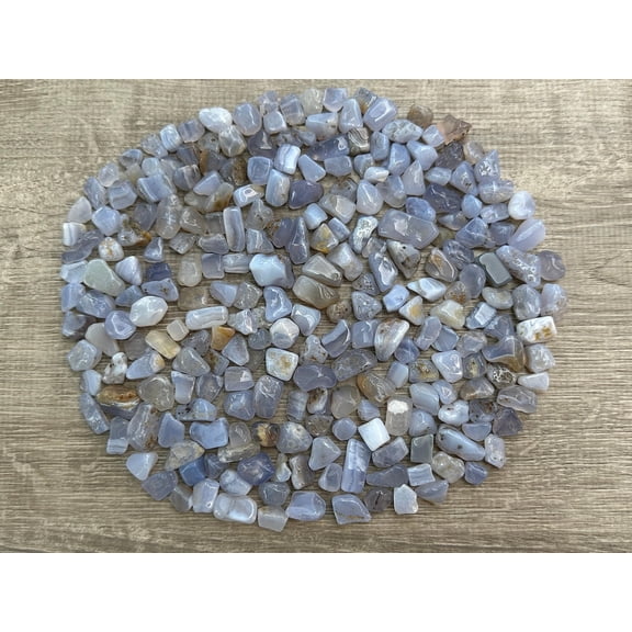 WHOLESALE Natural Blue Chalcedony Semi Tumbled Gemstone Chips ( 2 oz / 0.125 lb )