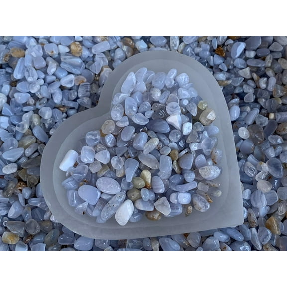 WHOLESALE Natural Blue Lace Agate Semi Tumbled Gemstone Chips ( 2 oz / 0.125 lb )