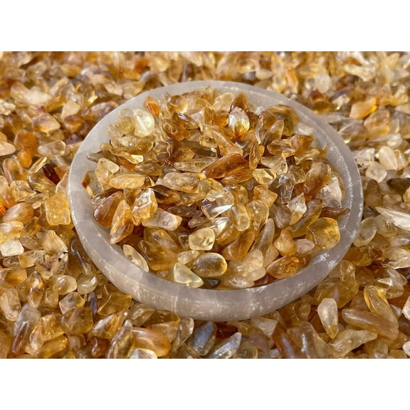 WHOLESALE Natural Citrine Dark Semi Tumbled Gemstone Chips ( 2 oz / 0.125 lb )