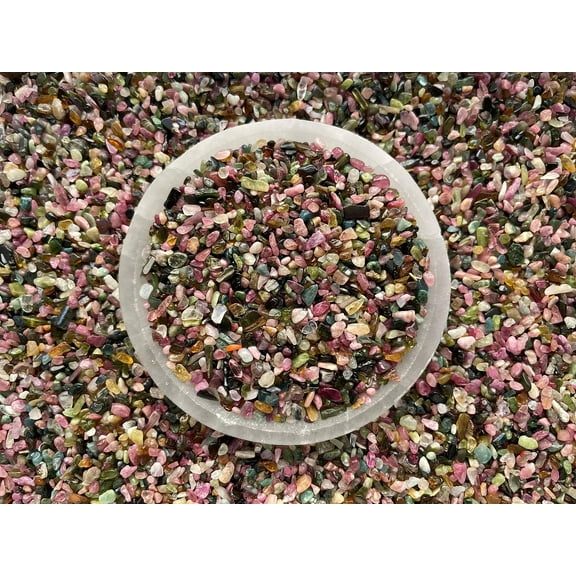 WHOLESALE Natural Rainbow Tourmaline Semi Tumbled Gemstone Chips ( 2 oz / 0.125 lb )