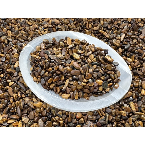 WHOLESALE Natural Semi Gold Tiger Eye Semi Tumbled Gemstone Chips ( 2 oz / 0.125 lb )