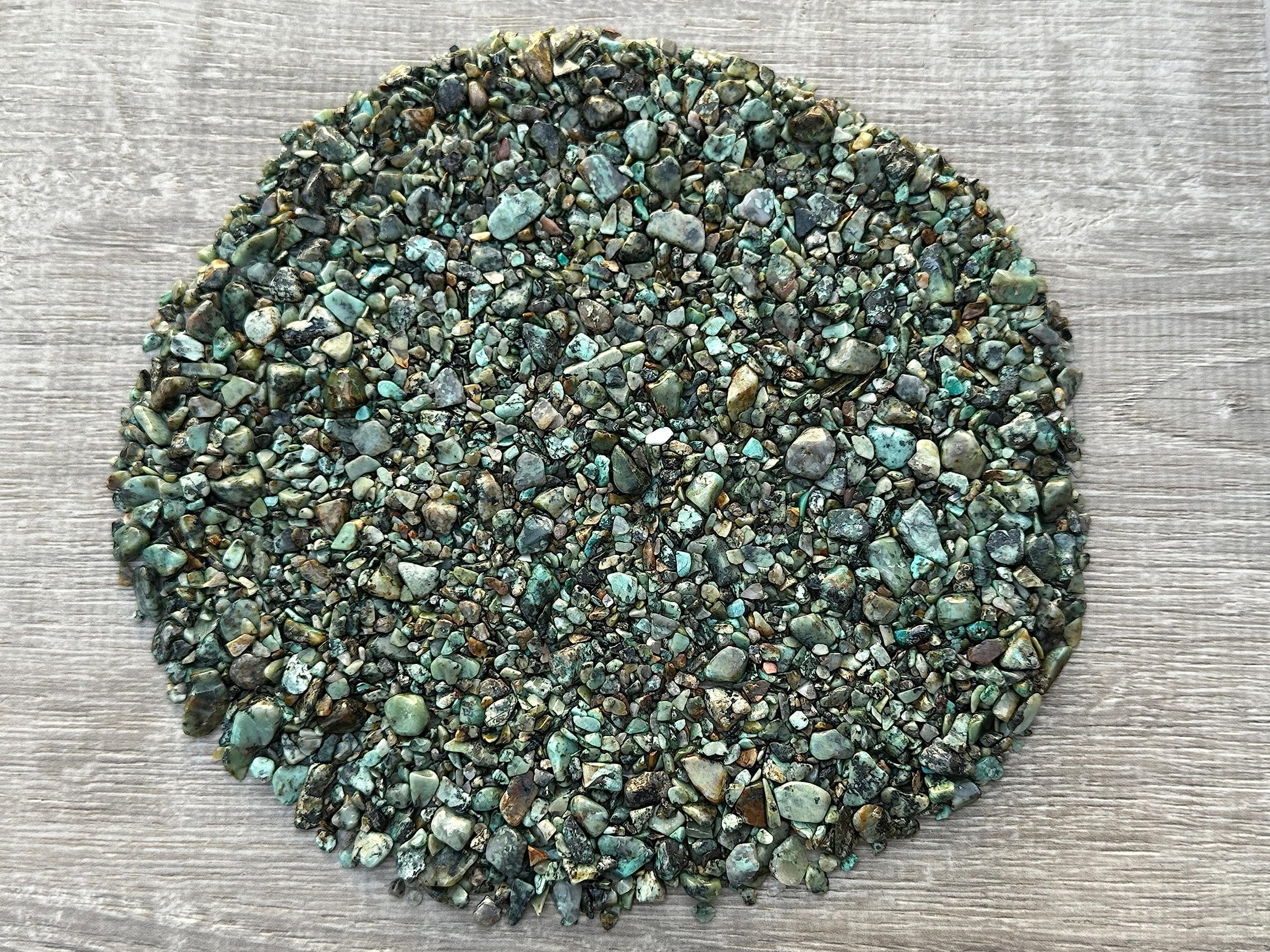 WHOLESALE Natural Semi Tumbled African Turquoise Gemstone Chips, Crushed Mini Crystals, Undrilled (African Turquoise, 0.5 Pound)