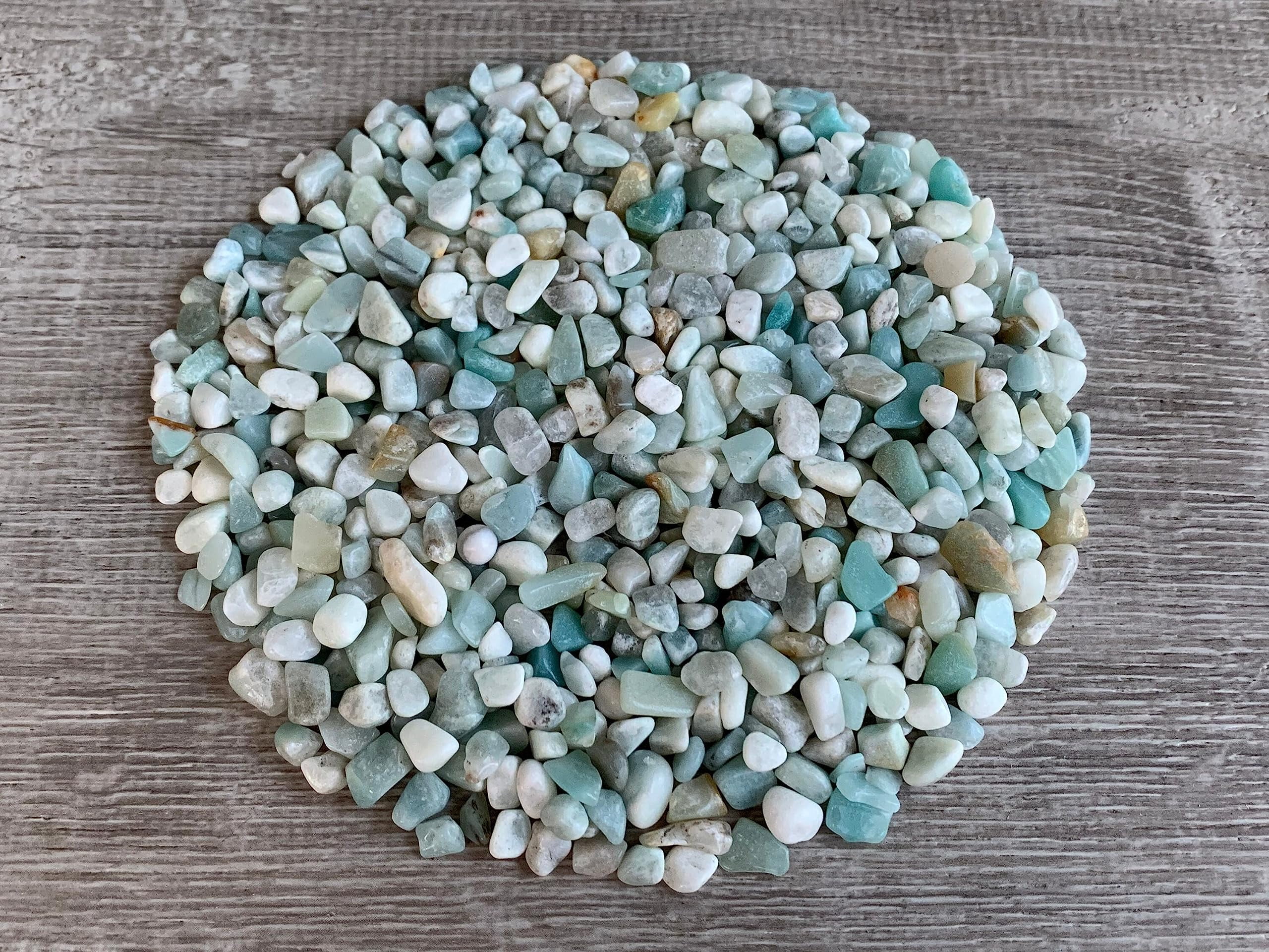 WHOLESALE Natural Semi Tumbled Amazonite Gemstone Chips, Crushed Mini Amazonite Crystals, Undrilled (Amazonite, 0.5 Pound)