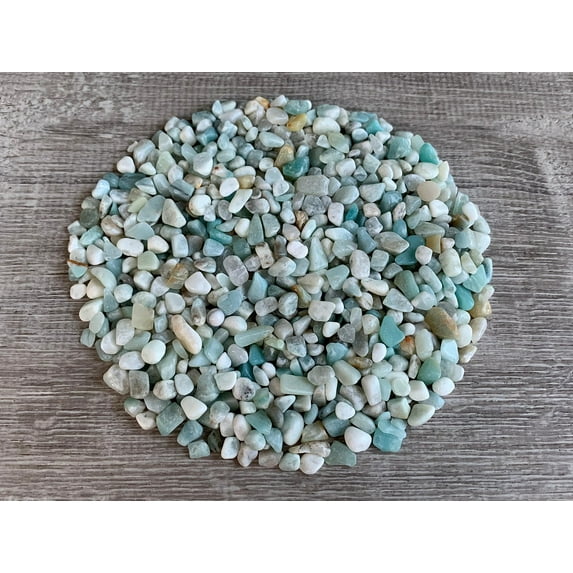 WHOLESALE Natural Semi Tumbled Amazonite Gemstone Chips, Crushed Mini Amazonite Crystals, Undrilled (Amazonite, 0.5 Pound)