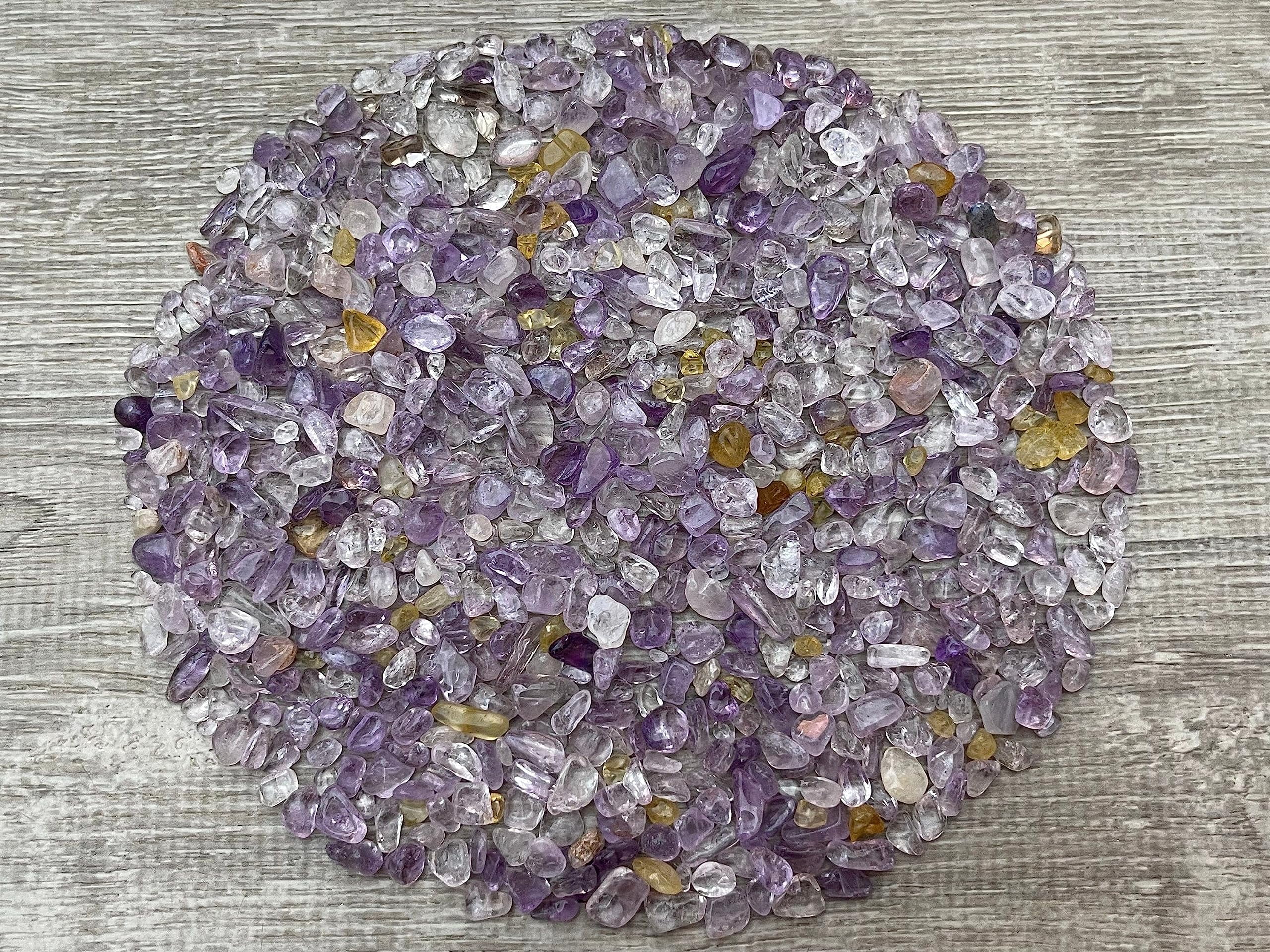 WHOLESALE Natural Semi Tumbled Ametrine Gemstone Chips, Crushed Mini Crystals, Undrilled (Ametrine, 0.5 Pound)