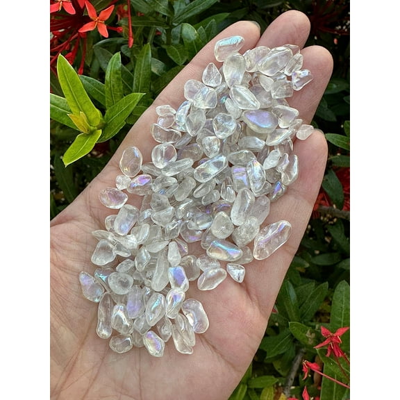WHOLESALE Natural Semi Tumbled Angel Aura Quartz Gemstone Chips ( 2 oz / 0.125 lb )