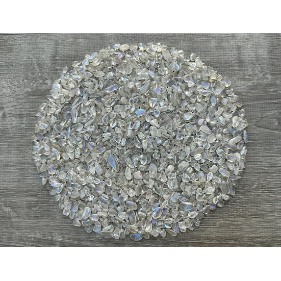 WHOLESALE Natural Semi Tumbled Angel Aura Quartz Gemstone Chips, Crushed Mini Crystals, Undrilled (Angel Aura Quartz, 0.25 Pound)