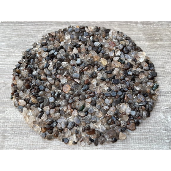 WHOLESALE Natural Semi Tumbled Black Rutilated Quartz Gemstone Chips, Crushed Mini Crystals, Undrilled (Black Rutilated Quartz, 0.5 Pound)