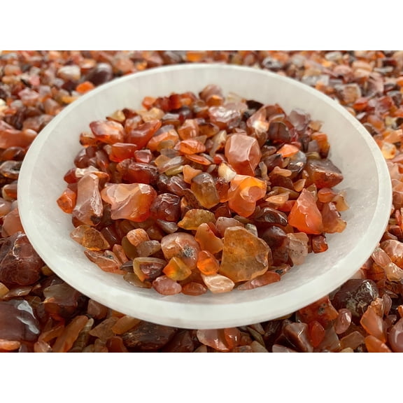 WHOLESALE Natural Semi Tumbled Carnelian Gemstone Chips, Crushed Mini Crystals, Undrilled (Carnelian, 5 Pounds)