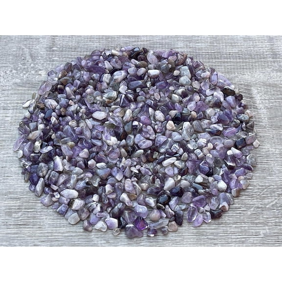 WHOLESALE Natural Semi Tumbled Chevron Amethyst Gemstone Chips, Chevron Amethyst (Chevron Amethyst, 0.25 Pound)