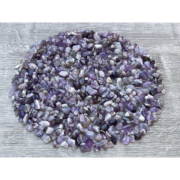 WHOLESALE Natural Chevron Amethyst Semi Tumbled Gemstone Chips ( 0.5 lb )