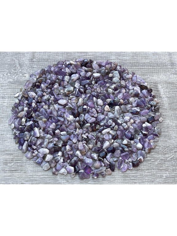 WHOLESALE Natural Semi Tumbled Chevron Amethyst Gemstone Chips, Crushed Mini Crystals, Undrilled (Chevron Amethyst, 1 Pound)