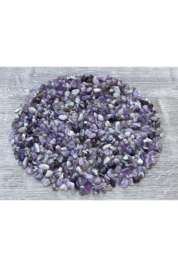 WHOLESALE Natural Semi Tumbled Chevron Amethyst Gemstone Chips, Crushed Mini Crystals, Undrilled (Chevron Amethyst, 1 Pound)