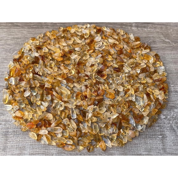WHOLESALE Natural Semi Tumbled Citrine Gemstone Chips, Crushed Mini Crystals, Undrilled Crystal Chips (Citrine, 0.25 Pound)