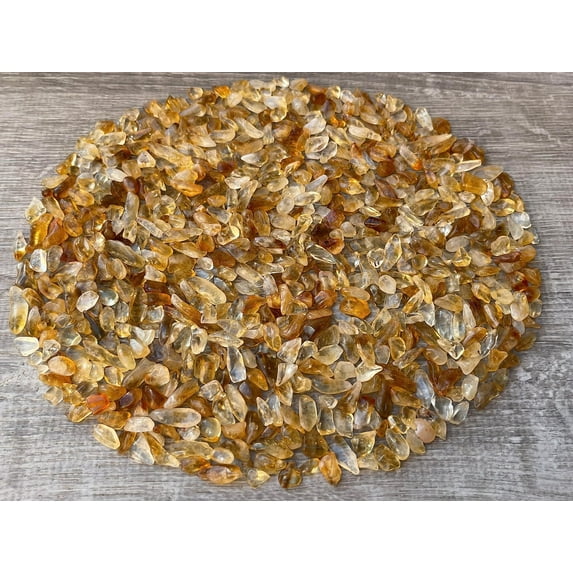 WHOLESALE Natural Semi Tumbled Citrine Gemstone Chips, Crushed Mini Crystals, Undrilled Crystal Chips (Citrine, 5 Pounds)
