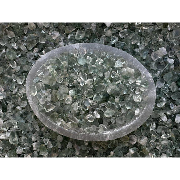 WHOLESALE Natural Semi Tumbled Green Fluorite Gemstone Chips ( 2 oz / 0.125 lb )