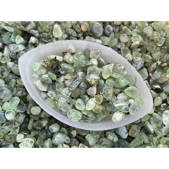 WHOLESALE Natural Semi Tumbled Green Prehnite Gemstone Chips, Crushed Mini Crystals, Undrilled (Green Prehnite, 3 Pounds)