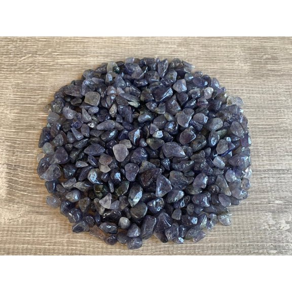 WHOLESALE Natural Semi Tumbled Iolite Gemstone Chips, Crushed Mini Crystals, Undrilled (Iolite, 10 Pounds)